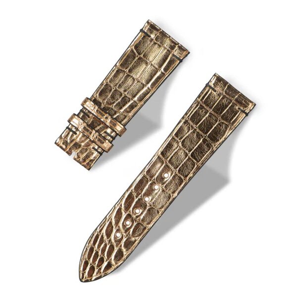 Genuine Alligator Watch Strap – Premium Exotic Skin - Gold Color main image 3